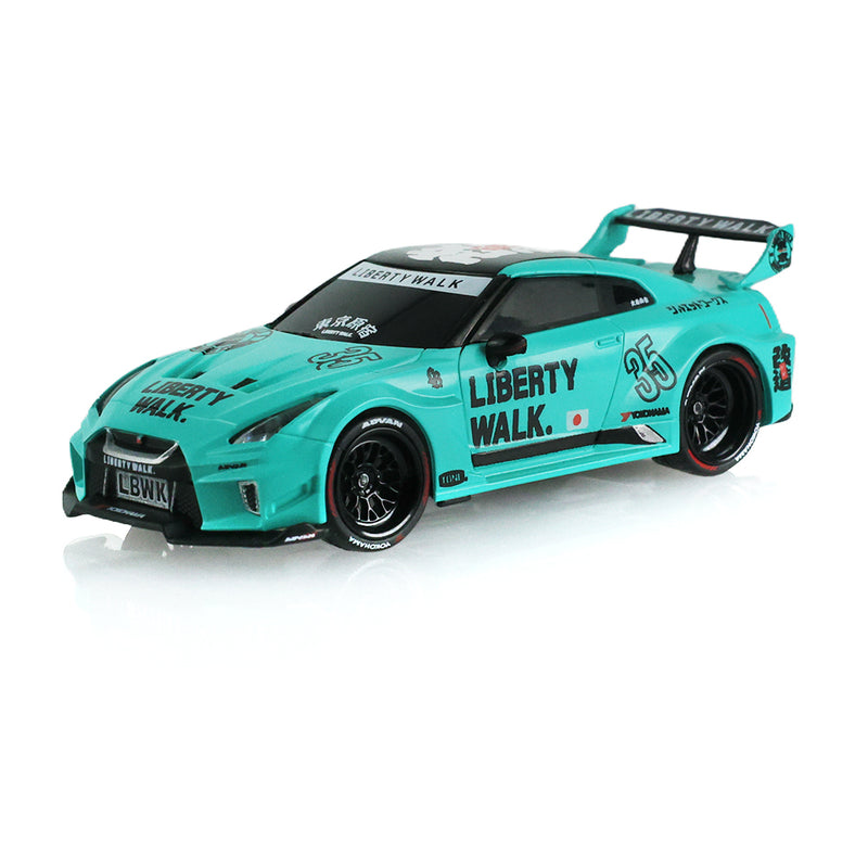1/64 2017 Nissan LB-Silhouette Works GT 35GT-RR Version II Remote Control Car Combo Set with Controller & Case, Mint Green, The Stancer & Tuner Series by GreenLight Collectibles