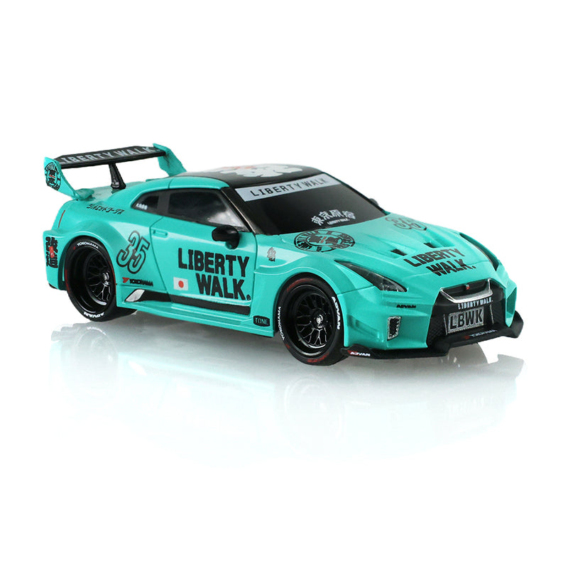1/64 2017 Nissan LB-Silhouette Works GT 35GT-RR Version II Remote Control Car Combo Set with Controller & Case, Mint Green, The Stancer & Tuner Series by GreenLight Collectibles