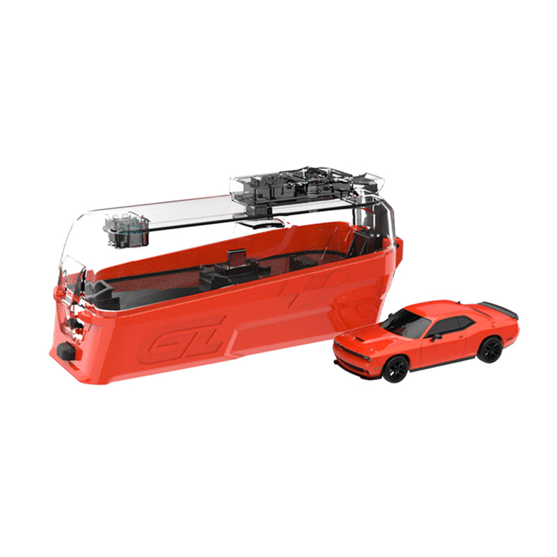 1/64 2022 Dodge Challenger Gen III SRT Hellcat (Widebody) Remote Control Car & Case, Go Mango, The Factory Fresh Series by GreenLight Collectibles