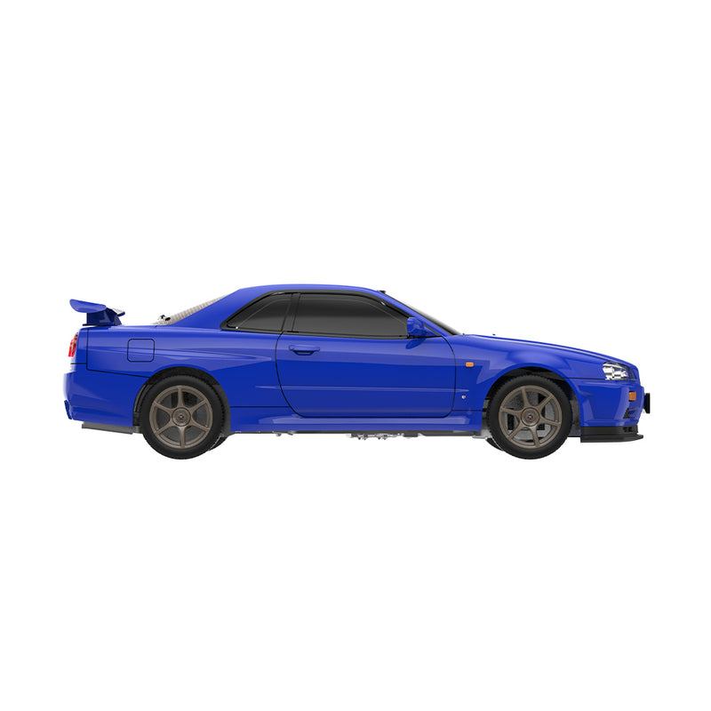 1/64 1999 Nissan Skyline R34 GT-R V-Spec Remote Control Car & Case, Bayside Blue, The Factory Fresh Series by GreenLight Collectibles