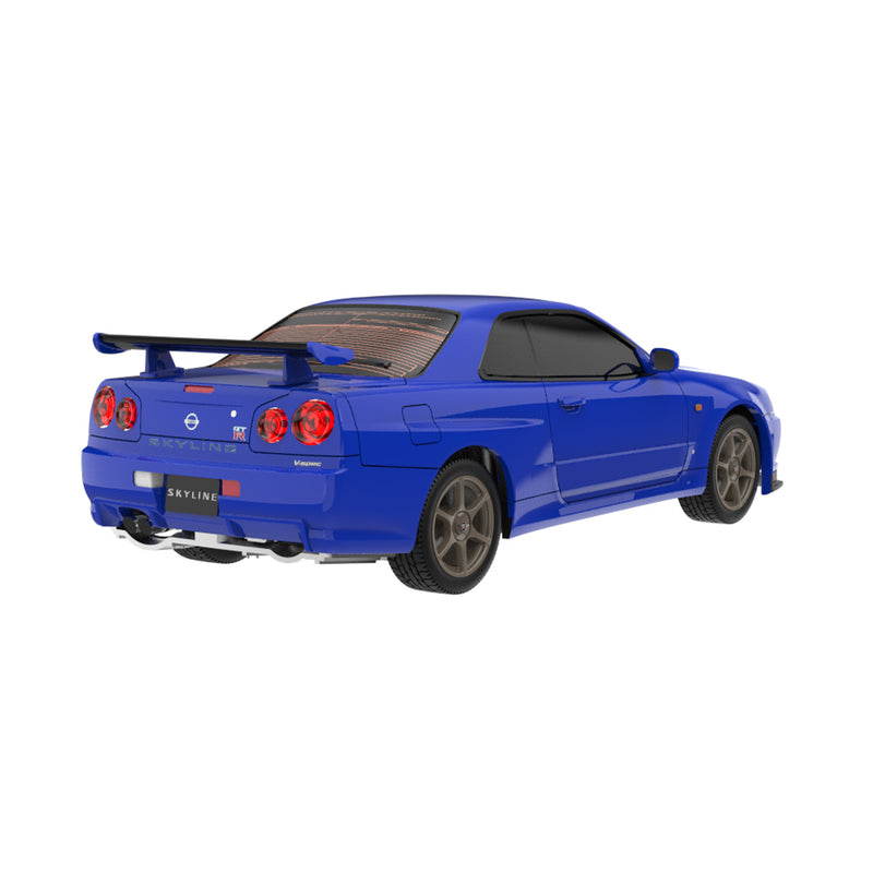 1/64 1999 Nissan Skyline R34 GT-R V-Spec Remote Control Car & Case, Bayside Blue, The Factory Fresh Series by GreenLight Collectibles