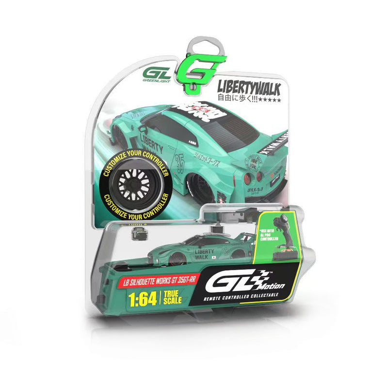 1/64 2017 Nissan LB-Silhouette Works GT 35GT-RR Version II Remote Control Car & Case, Mint Green, The Stancer & Tuner Series by GreenLight Collectibles