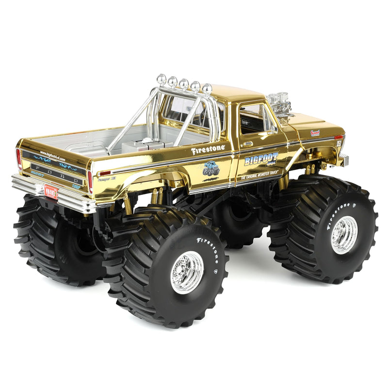 1/18 Gold Chrome Bigfoot #1 50th Anniversary 1979 Ford F-250 Monster Truck with Bob Chandler Figurine, Limited Edition