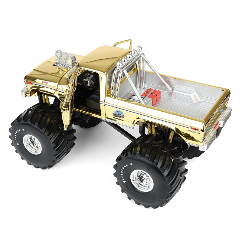1/18 Gold Chrome Bigfoot #1 50th Anniversary 1979 Ford F-250 Monster Truck with Bob Chandler Figurine, Limited Edition