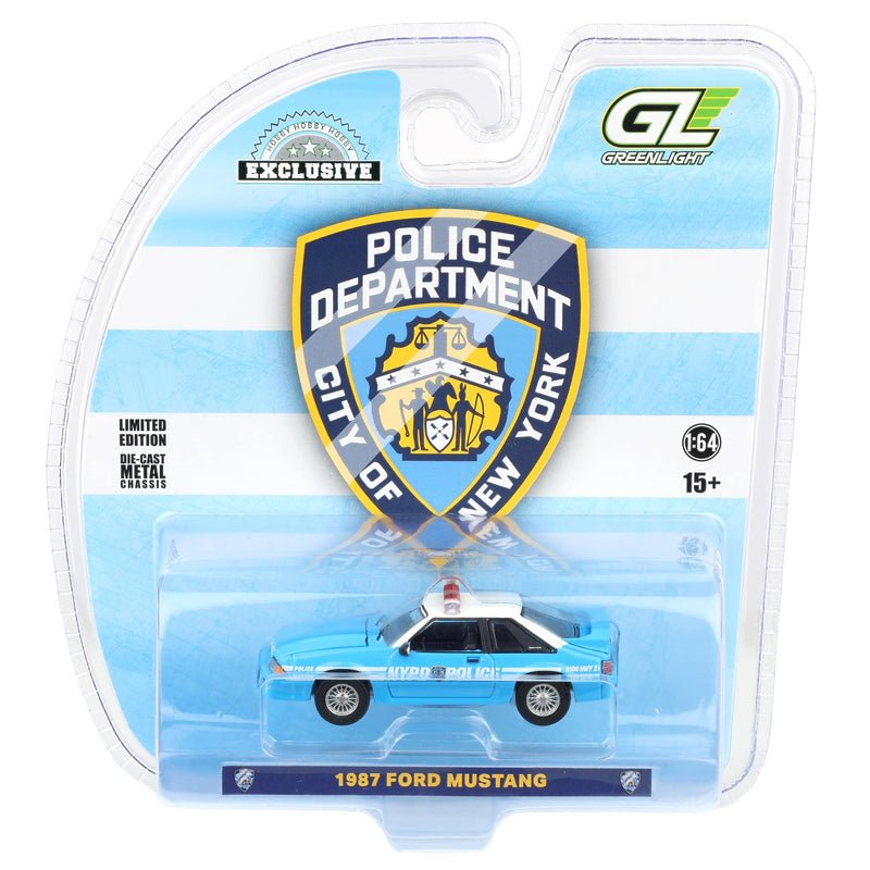 1/64 1987 Ford Mustang Foxbody, New York City Police Department (NYPD), Hobby Exclusive by GreenLight Collectibles
