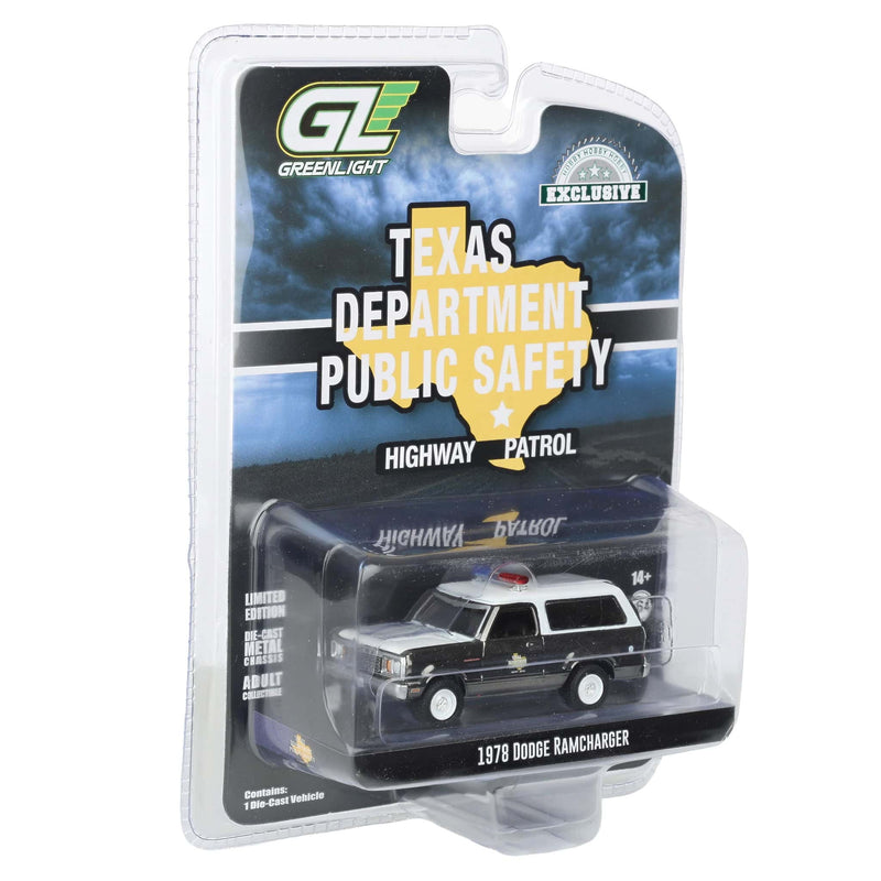Charcoal Chrome Super Chase Unit ~ 1/64 1978 Dodge Ramcharger, Texas Department of Public Safety, Hobby Exclusive Hot Pursuit