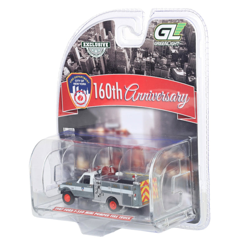 Raw Chase Unit ~ 1/64 1987 Ford F-350 Mini Pumper Fire Truck, FDNY 160th Anniversary, Hobby Exclusive