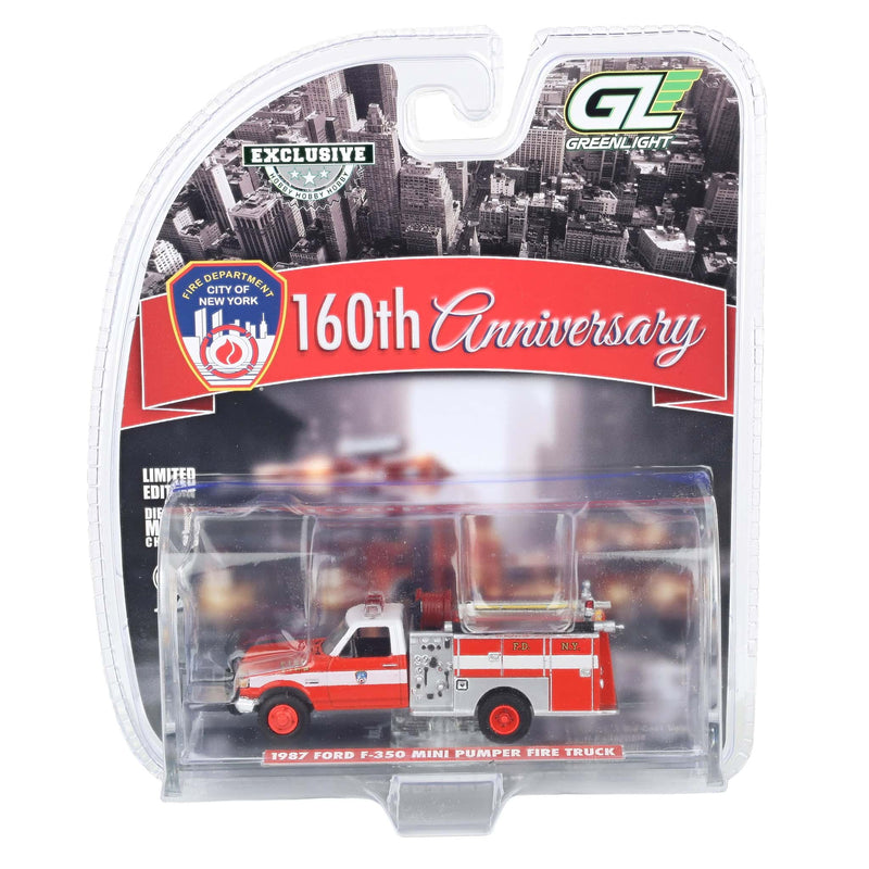 1/64 1987 Ford F-350 Mini Pumper Fire Truck, FDNY 160th Anniversary, Hobby Exclusive
