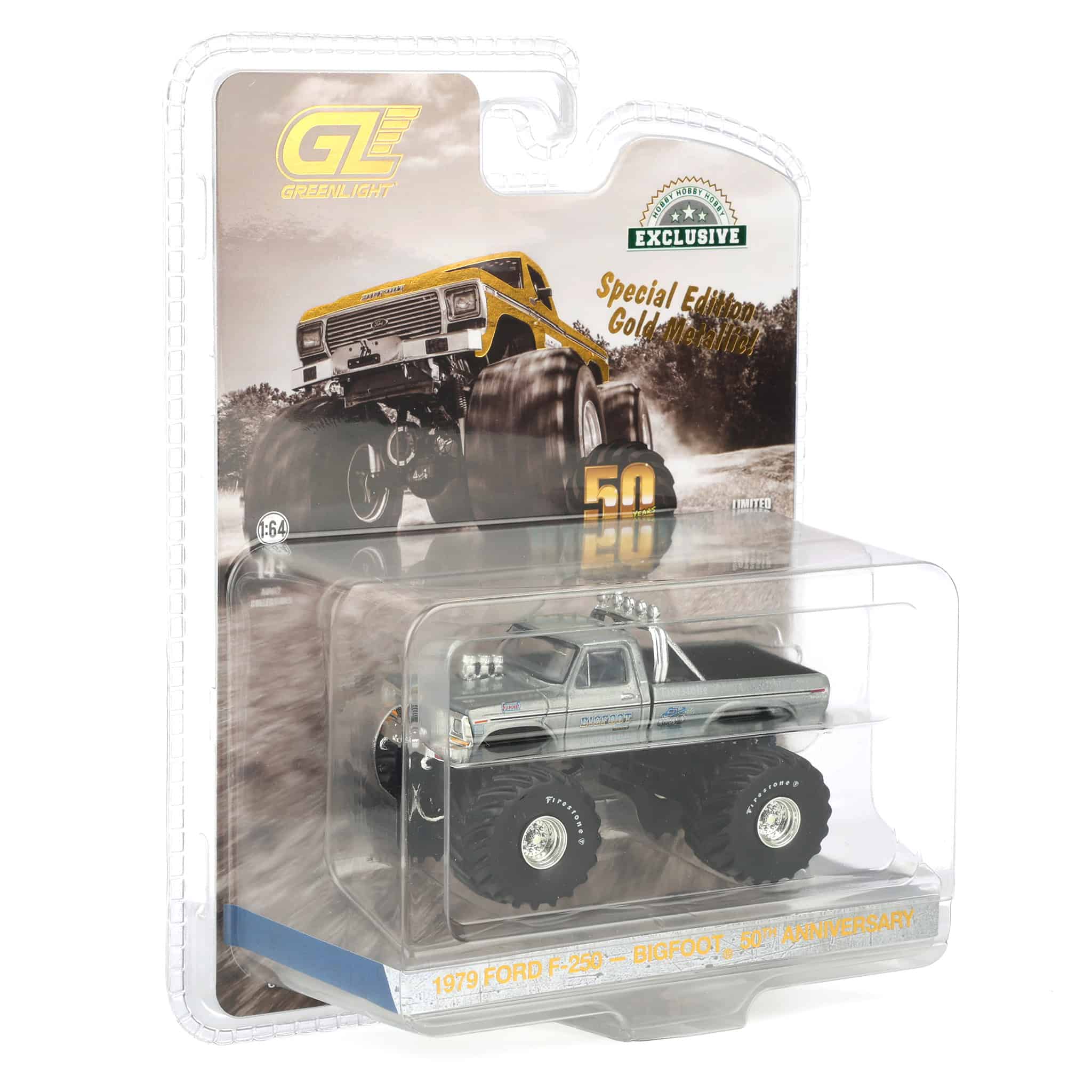 Raw Chase ~ 1/64 1979 Ford F-250 Monster Truck, Gold Metallic