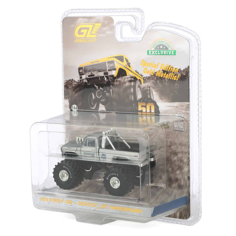 Raw Chase ~ 1/64 1979 Ford F-250 Monster Truck, Gold Metallic, Hobby Exclusive Bigfoot #1 50th Anniversary