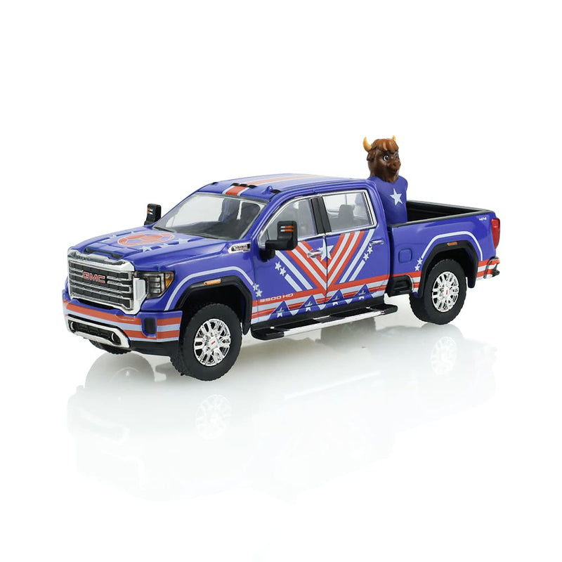 1/64 2022 GMC Sierra 3500 HD USA Tribute with Bison Figurine International Soccer Celebration 26, Hobby Exclusive by GreenLight Collectibles
