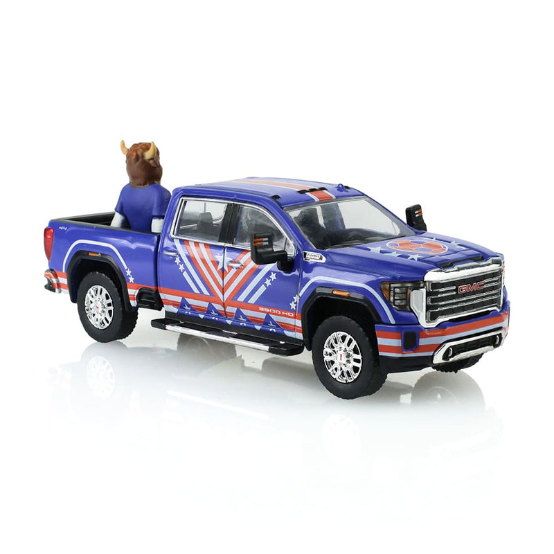 1/64 2022 GMC Sierra 3500 HD USA Tribute with Bison Figurine International Soccer Celebration 26, Hobby Exclusive by GreenLight Collectibles