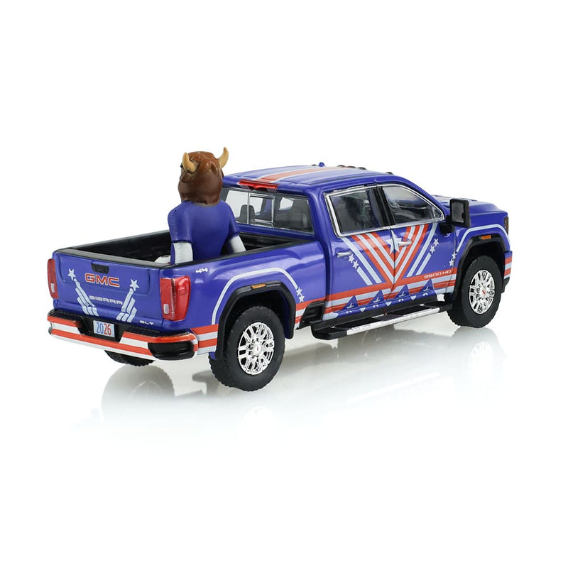 1/64 2022 GMC Sierra 3500 HD USA Tribute with Bison Figurine International Soccer Celebration 26, Hobby Exclusive by GreenLight Collectibles
