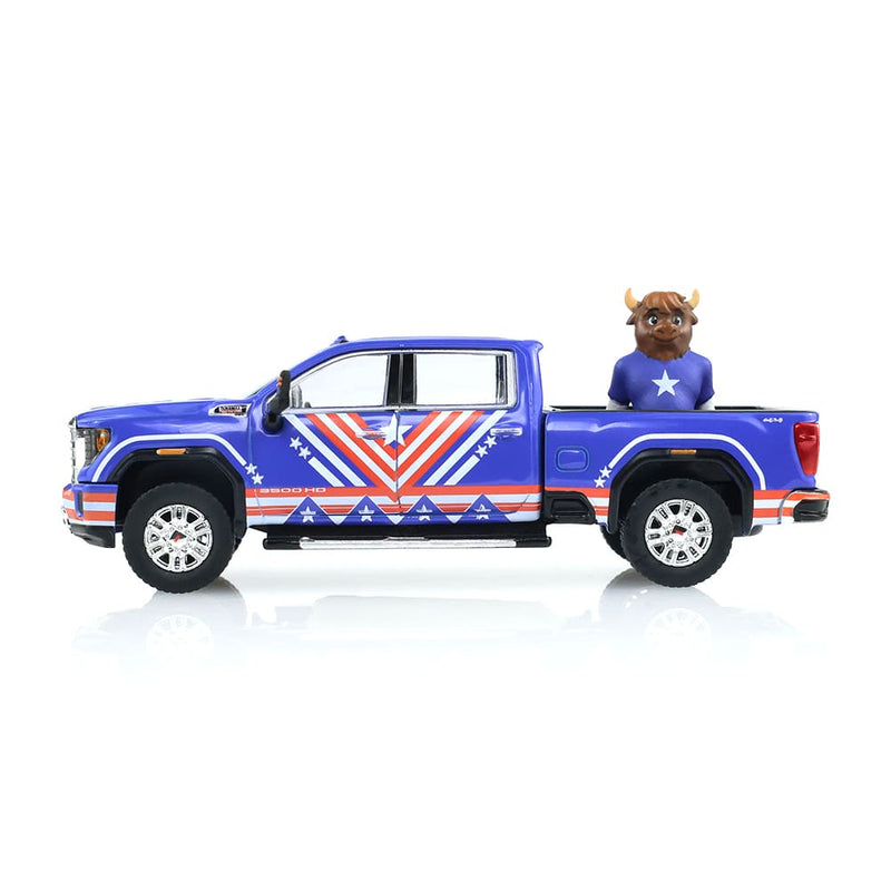 1/64 2022 GMC Sierra 3500 HD USA Tribute with Bison Figurine International Soccer Celebration 26, Hobby Exclusive by GreenLight Collectibles