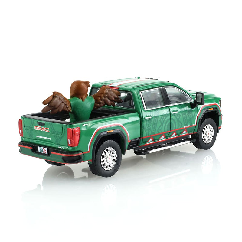 1/64 2022 GMC Sierra 3500 HD Mexico Tribute with Eagle Figurine International Soccer Celebration 26, Hobby Exclusive by GreenLight Collectibles