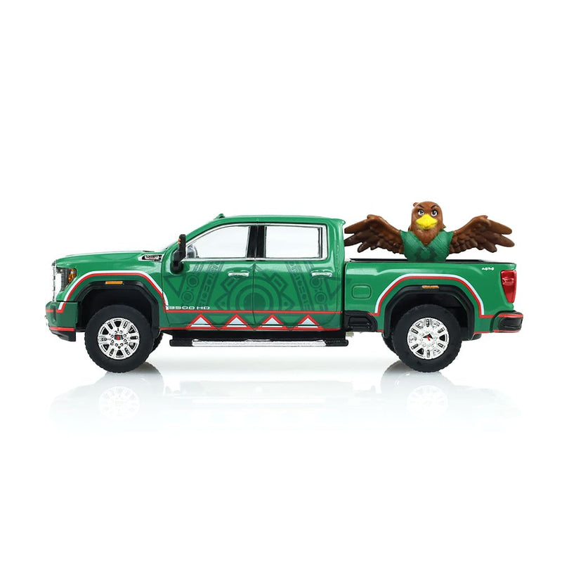 1/64 2022 GMC Sierra 3500 HD Mexico Tribute with Eagle Figurine International Soccer Celebration 26, Hobby Exclusive by GreenLight Collectibles