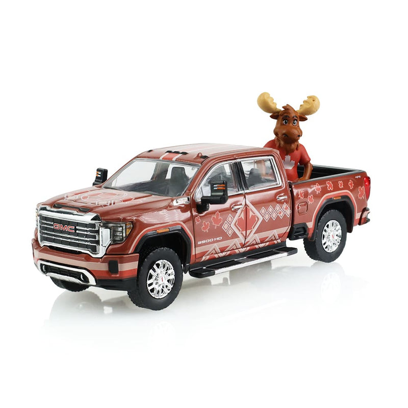 1/64 2022 GMC Sierra 3500 HD Canada Tribute with Moose Figurine International Soccer Celebration 26, Hobby Exclusive by GreenLight Collectibles