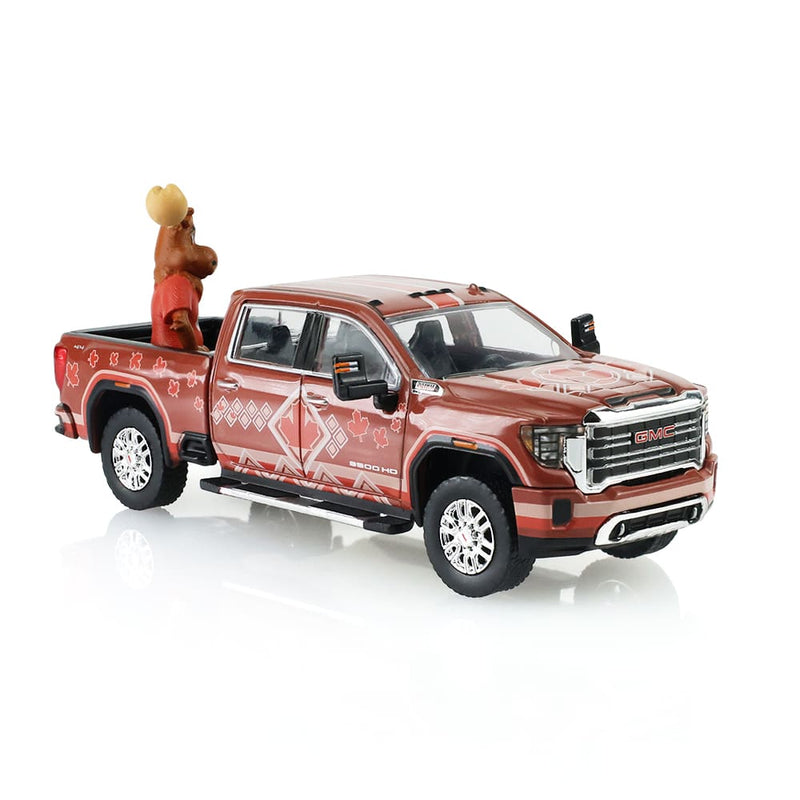1/64 2022 GMC Sierra 3500 HD Canada Tribute with Moose Figurine International Soccer Celebration 26, Hobby Exclusive by GreenLight Collectibles