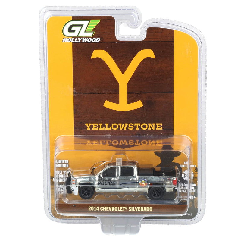 Chrome Chase Unit ~ 1/64 2014 Chevrolet Silverado Emergency Vehicle, Yellowstone Broken Rock Tribal Reservation Police, Dealer Exclusive by GreenLight Collectibles, Hollywood Series