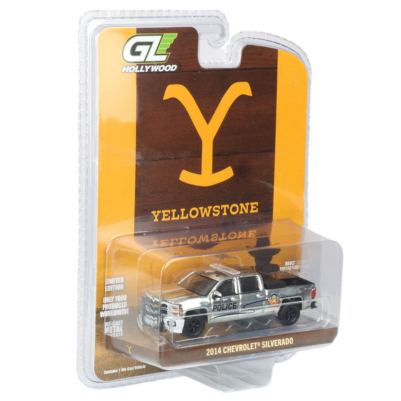 Chrome Chase Unit ~ 1/64 2014 Chevrolet Silverado Emergency Vehicle, Yellowstone Broken Rock Tribal Reservation Police, Dealer Exclusive by GreenLight Collectibles, Hollywood Series