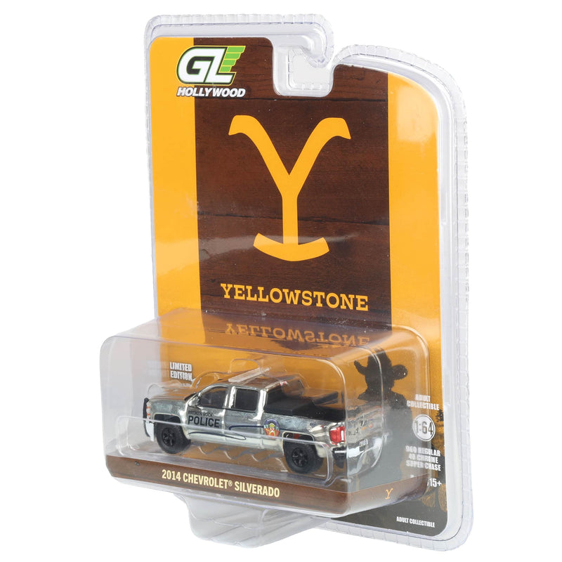 Chrome Chase Unit ~ 1/64 2014 Chevrolet Silverado Emergency Vehicle, Yellowstone Broken Rock Tribal Reservation Police, Dealer Exclusive by GreenLight Collectibles, Hollywood Series