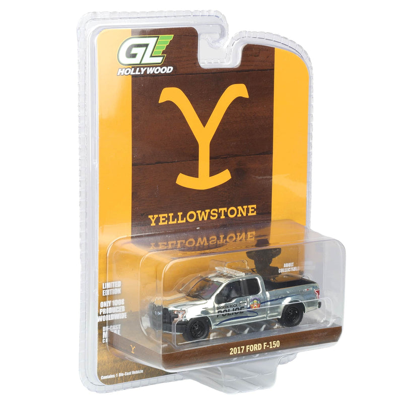 Chrome Chase Unit ~ 1/64 2017 Ford F-150 Emergency Vehicle, Yellowstone Broken Rock Tribal Reservation Police, Dealer Exclusive by GreenLight Collectibles, Hollywood Series