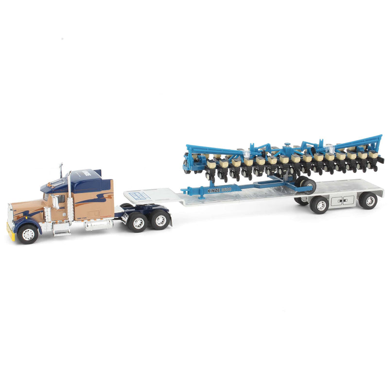 (B&D) 1/64 Kinze Kenworth W900 Semi Truck with Kinze 3600 Planter & Drop Trailer by Gottman Toys, Limited Edition - Damaged Item