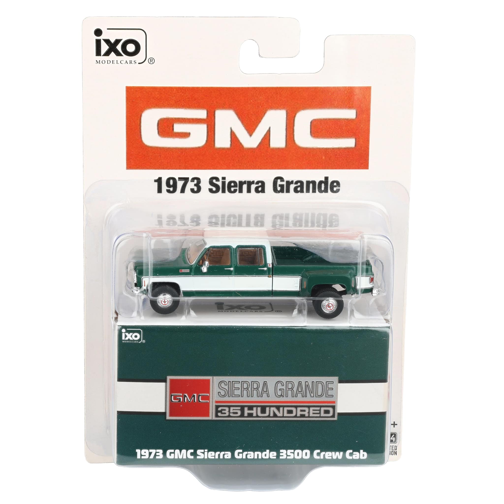 1/64 1973 GMC Sierra Grande 3500 Crew Cab Dually, Green & White