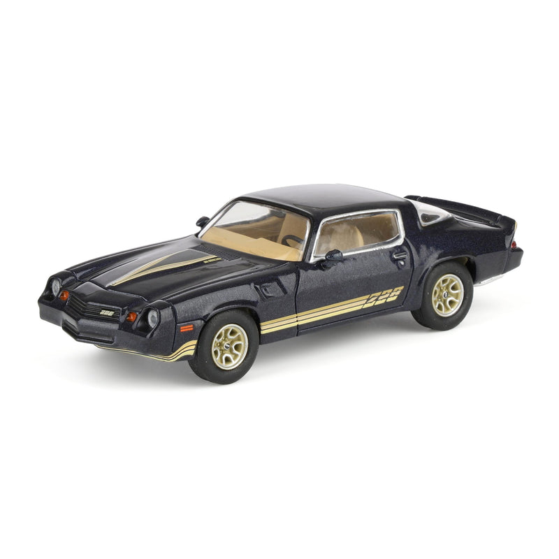1/64 1981 Chevrolet Camaro Z28 Dark Blue Metallic with Gold Striping by IXO America