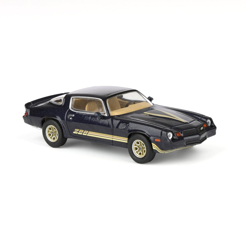 1/64 1981 Chevrolet Camaro Z28 Dark Blue Metallic with Gold Striping by IXO America