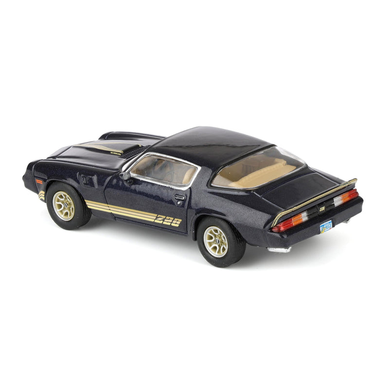 1/64 1981 Chevrolet Camaro Z28 Dark Blue Metallic with Gold Striping by IXO America