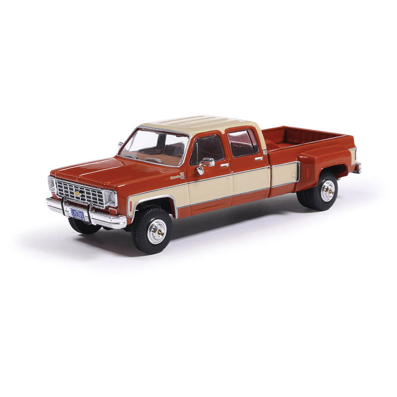1/64 1975 Chevrolet K30 Crew Cab Dually Grecian Bronze and Santa Fe Tan Deluxe Two-Tone by IXO America