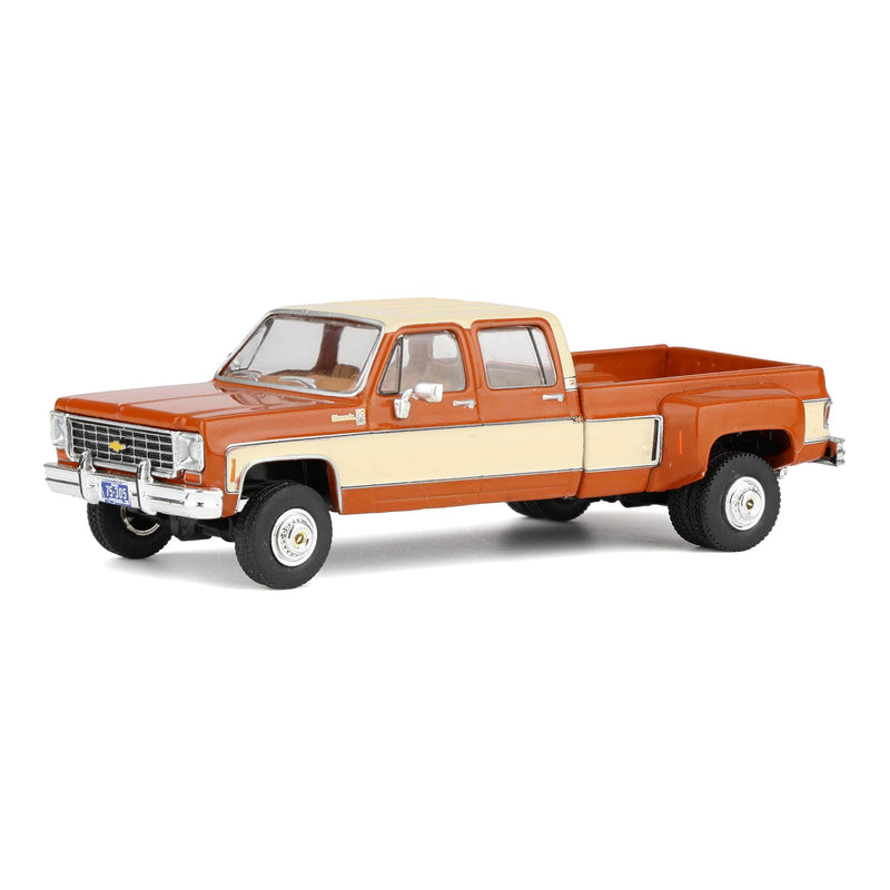 1/64 1975 Chevrolet K30 Crew Cab Dually Grecian Bronze and Santa Fe Tan Deluxe Two-Tone by IXO America