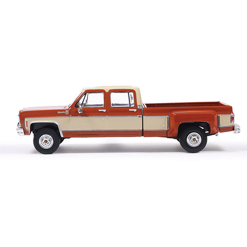 1/64 1975 Chevrolet K30 Crew Cab Dually Grecian Bronze and Santa Fe Tan Deluxe Two-Tone by IXO America
