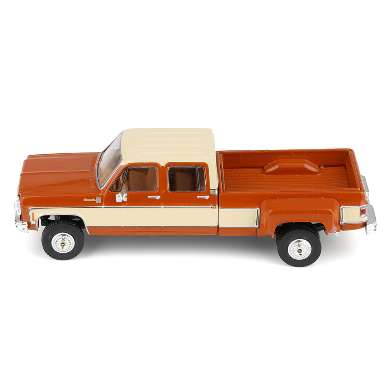 1/64 1975 Chevrolet K30 Crew Cab Dually Grecian Bronze and Santa Fe Tan Deluxe Two-Tone by IXO America