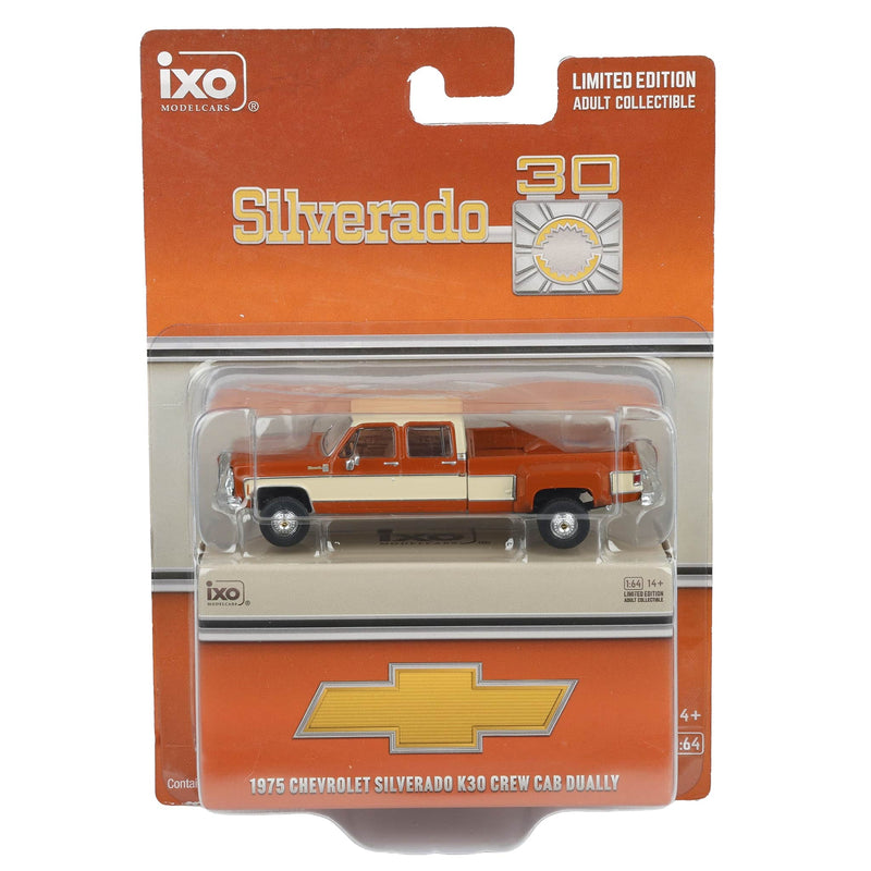 1/64 1975 Chevrolet K30 Crew Cab Dually Grecian Bronze and Santa Fe Tan Deluxe Two-Tone by IXO America