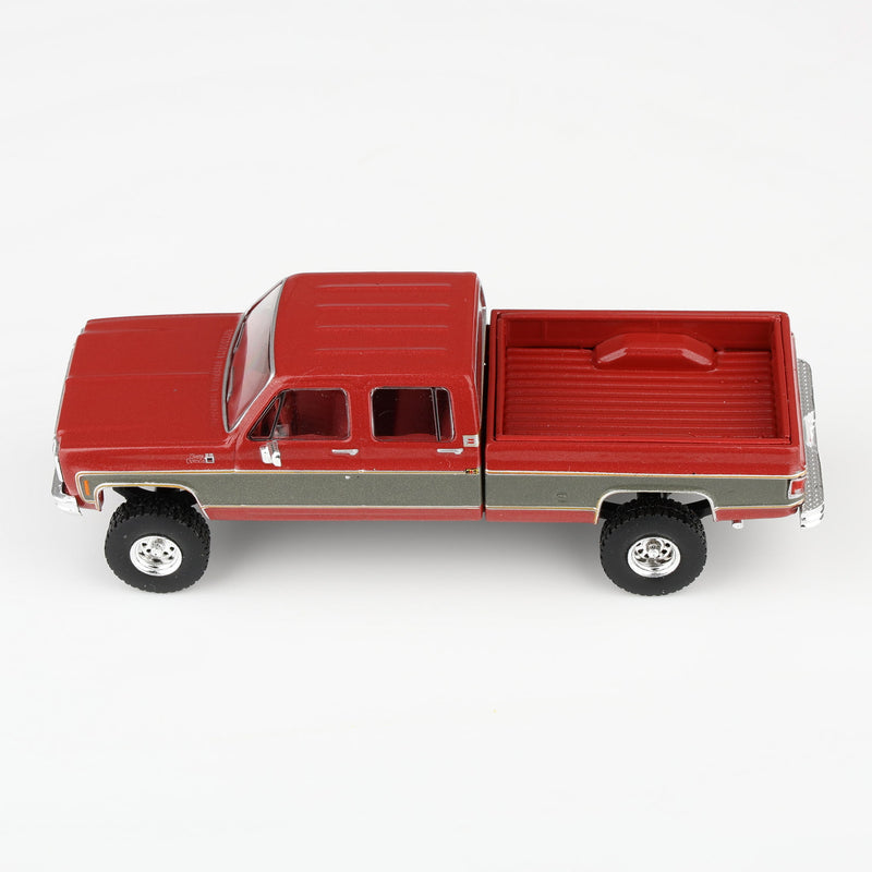 1/64 1977 GMC Sierra Grande K2500 Crew Cab Wideside Lifted Dark Red Metallic and Silver Special Two-Tone by IXO America