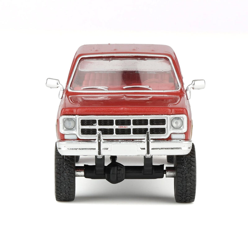 1/64 1977 GMC Sierra Grande K2500 Crew Cab Wideside Lifted Dark Red Metallic and Silver Special Two-Tone by IXO America
