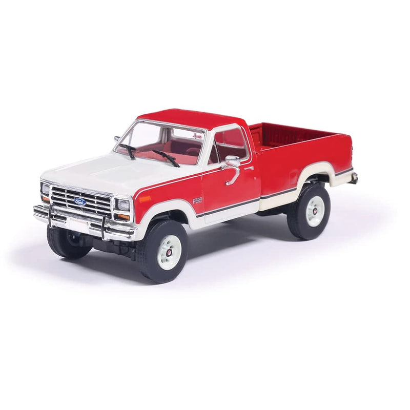 1/64 1984 Ford F-250 XLT Lariat Long Bed Styleside 4x4 Victoria Tu-Tone Bright Canyon Red with Wimbledon White by IXO America