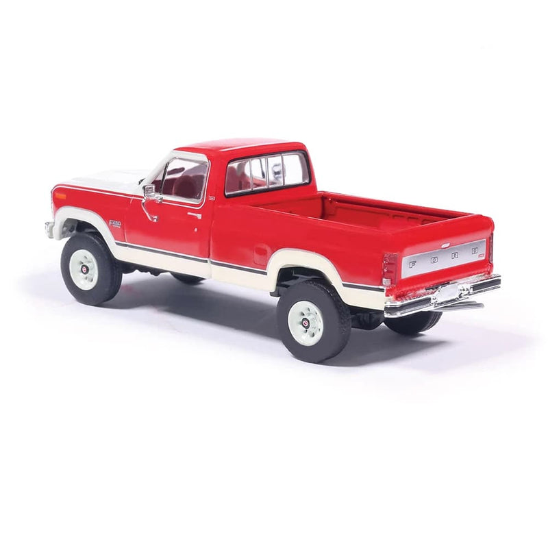 1/64 1984 Ford F-250 XLT Lariat Long Bed Styleside 4x4 Victoria Tu-Tone Bright Canyon Red with Wimbledon White by IXO America