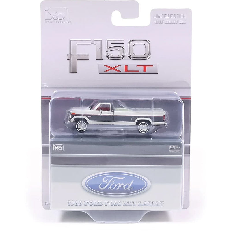 1/64 1986 Ford F-150 XLT Lariat Long Bed Styleside 4x2 Combination Tu-Tone Colonial with Dark Grey Metallic by IXO America