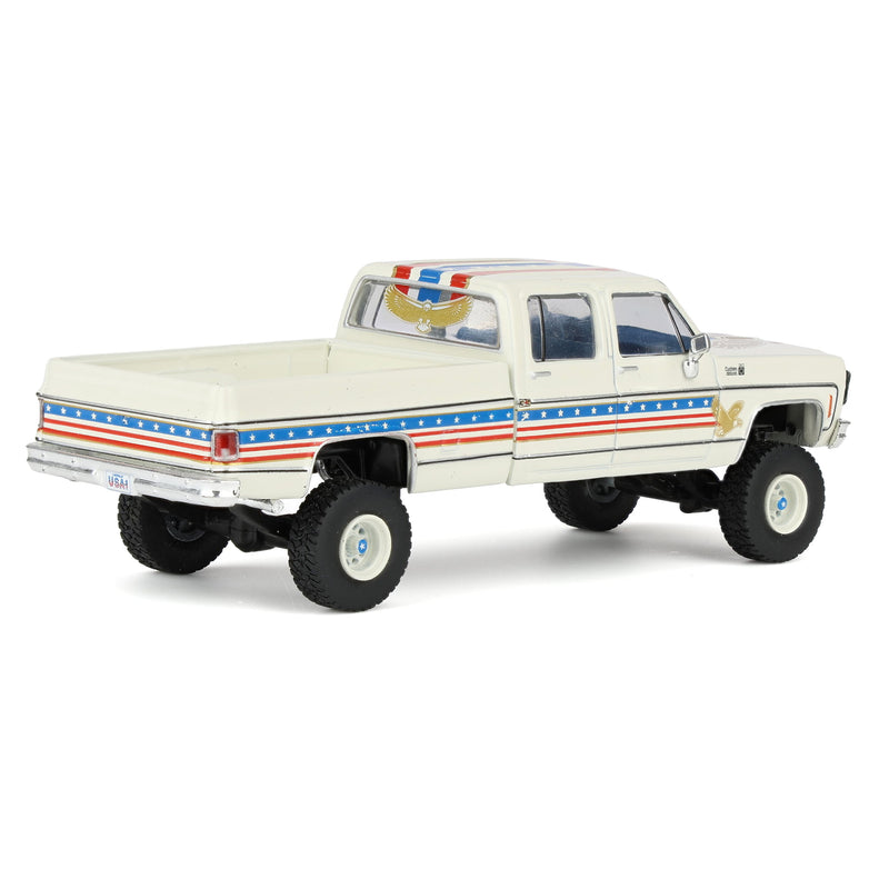 1/64 1976 Chevrolet Custom Deluxe K30 Fleetside Pickup Truck, July 4th Exclusive IXO Models