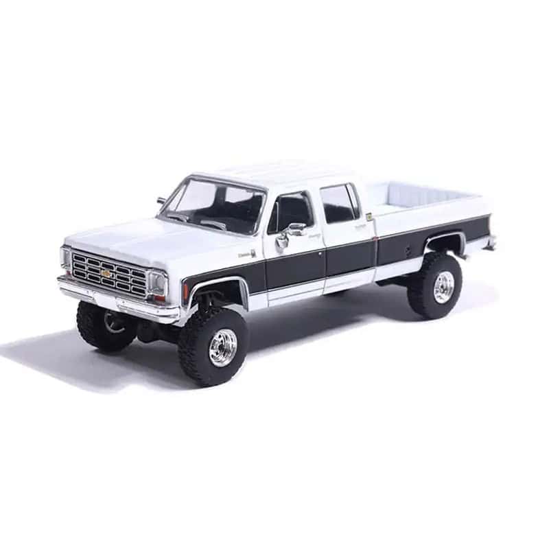 1/64 Lifted 1978 Chevrolet Silverado K30 Crew Cab Pickup Truck, White & Black by IXO Models