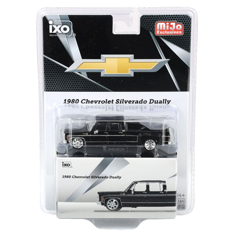 1/64 Lowered 1980 Chevrolet Silverado C30 Crew Cab Dually Pickup Truck, Black by IXO Models