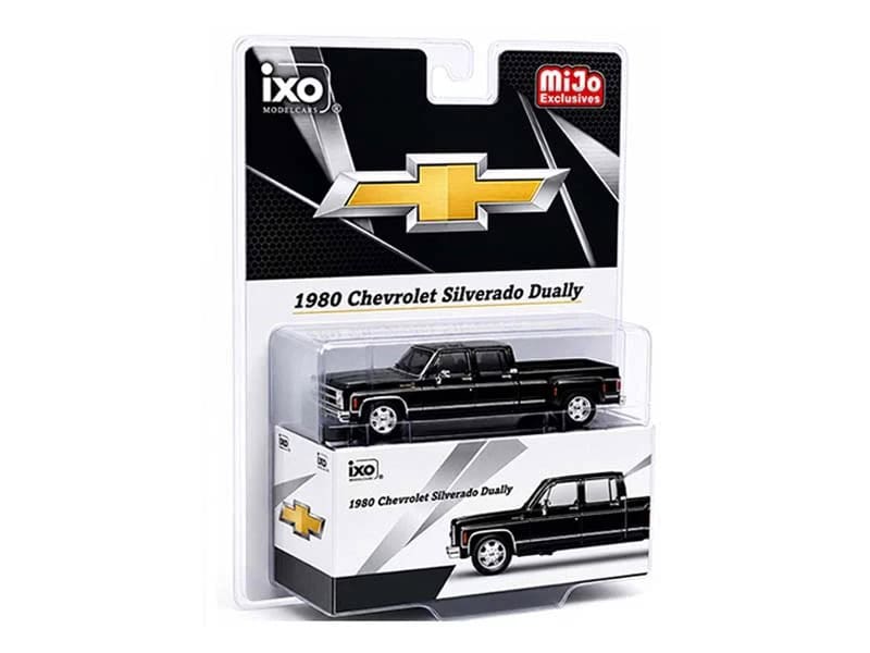 1/64 Lowered 1980 Chevrolet Silverado C30 Crew Cab Dually Pickup Truck, Black by IXO Models