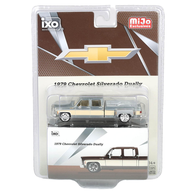 Raw Chase Unit ~ 1/64 Lowered 1979 Chevrolet Silverado C30 Crew Cab Two-Tone Pickup Truck, Cordova Brown & Santa Fe by IXO Models