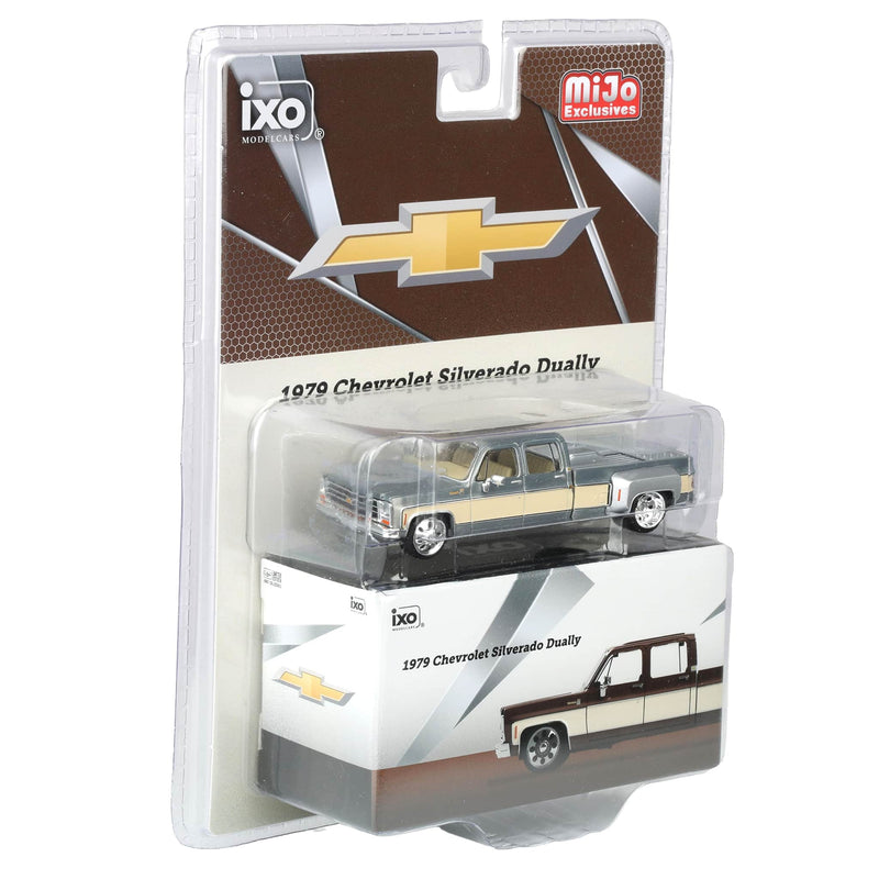 Raw Chase Unit ~ 1/64 Lowered 1979 Chevrolet Silverado C30 Crew Cab Two-Tone Pickup Truck, Cordova Brown & Santa Fe by IXO Models
