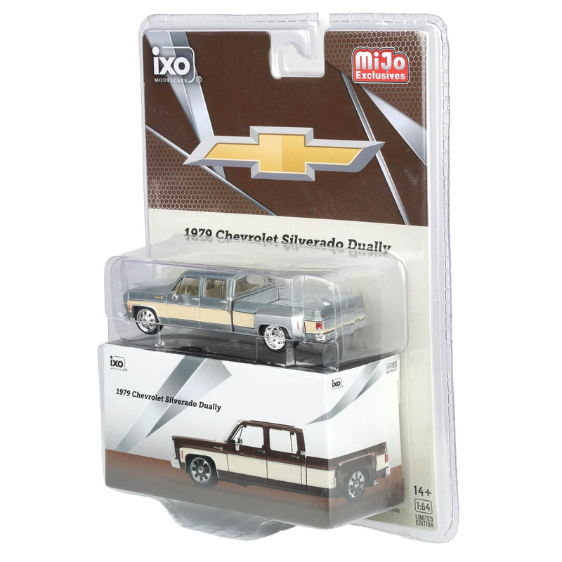 Raw Chase Unit ~ 1/64 Lowered 1979 Chevrolet Silverado C30 Crew Cab Two-Tone Pickup Truck, Cordova Brown & Santa Fe by IXO Models