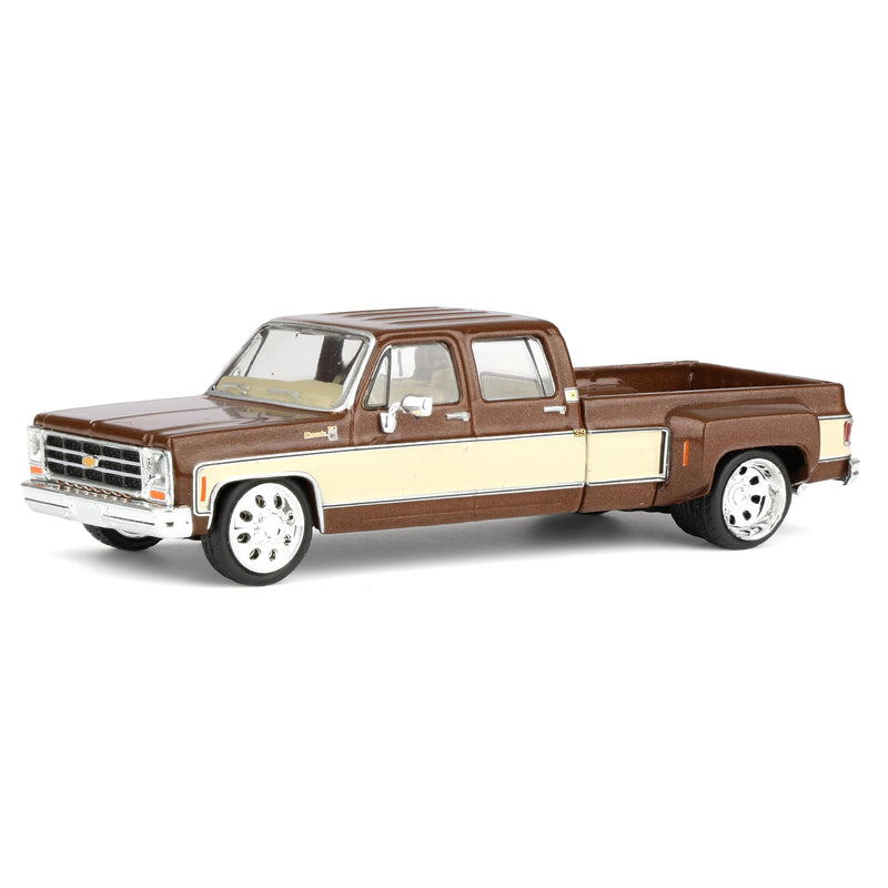 1/64 Lowered 1979 Chevrolet Silverado C30 Crew Cab Two-Tone Pickup Truck, Cordova Brown & Santa Fe by IXO Models