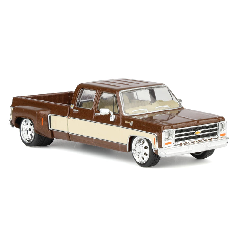 1/64 Lowered 1979 Chevrolet Silverado C30 Crew Cab Two-Tone Pickup Truck, Cordova Brown & Santa Fe by IXO Models